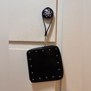French Connection Black Wristlet with Silver Studs